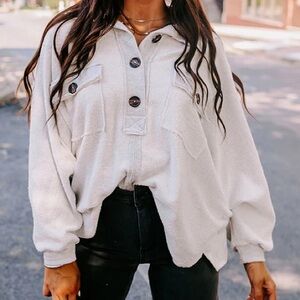 Bucket List French Terry Weekender Oversized Knit Top — Size Small